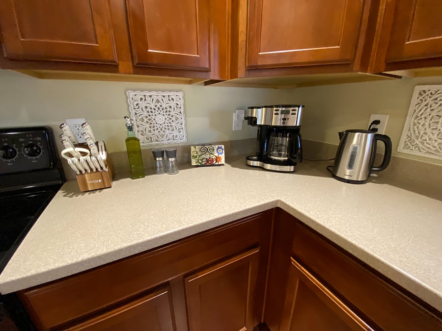 Everything you need in the kitchen. But just in case, Starbucks is 5mins away. 