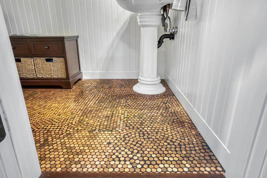 Main 1st Floor - Powder Room w/ Custom Penny Floor