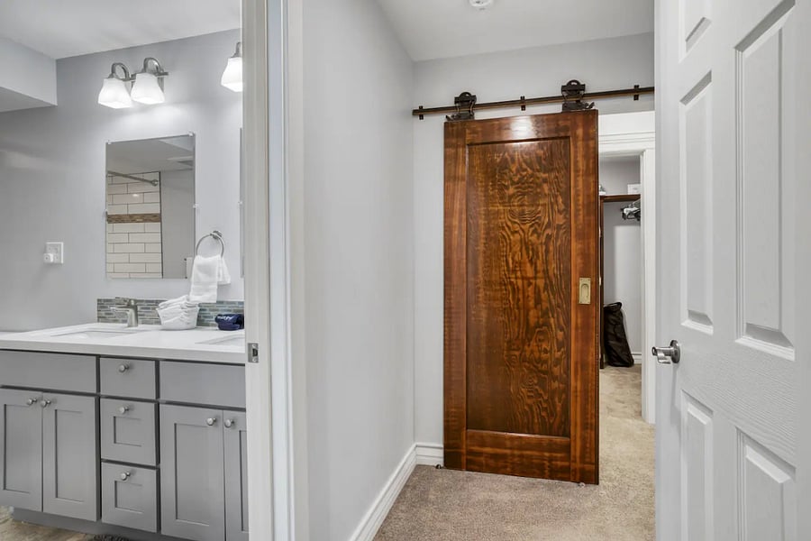 Hallway leading to Master Bedroom. With Original 1918 Barn Doors