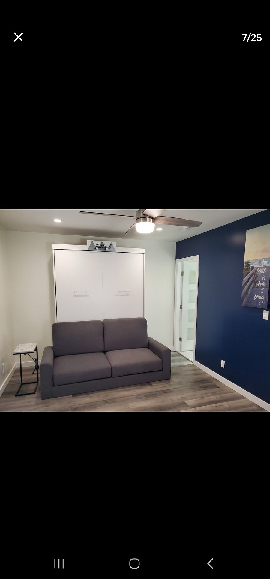 Murphy Bed folds up into a sofa.