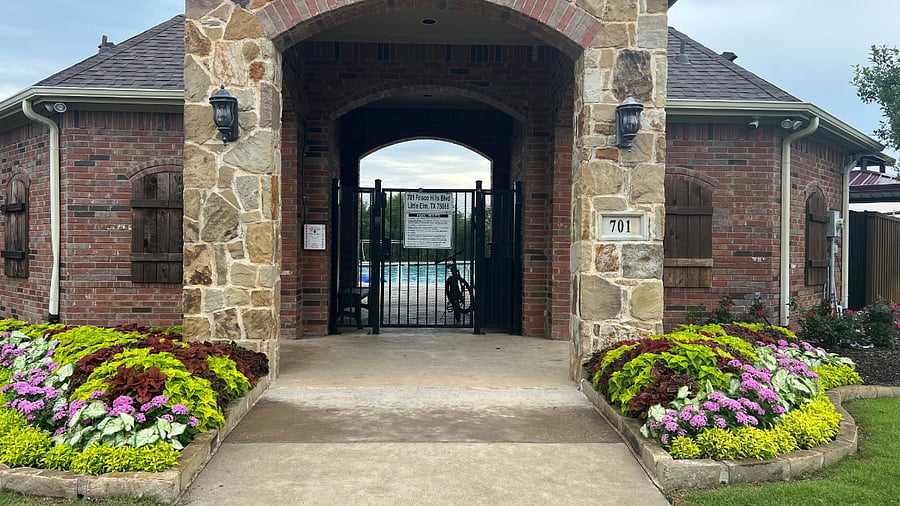 Neighborhood amenity center community swimming pool gated entrance. Guests will receive pool key card during pool season.