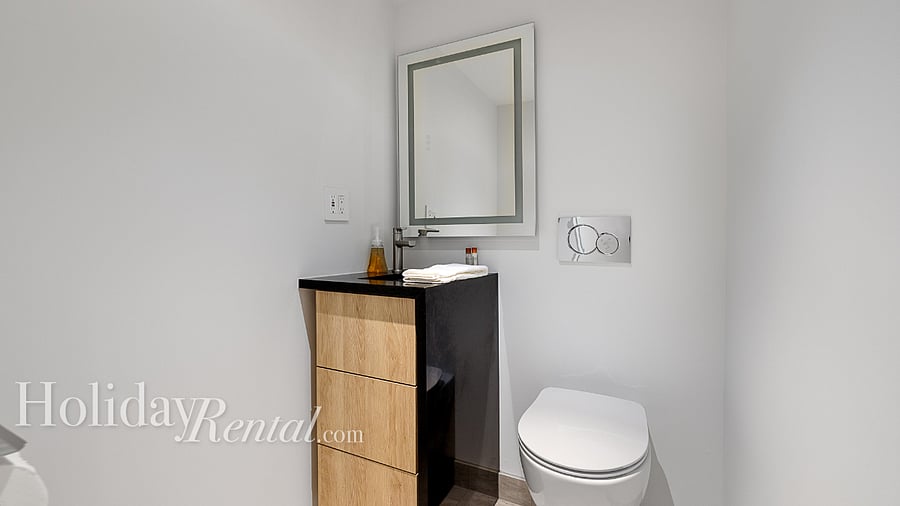 Half bathroom off of living room
