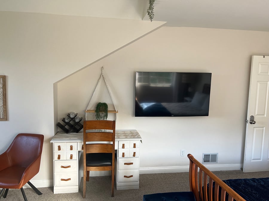 Largest upstairs bedroom with TV