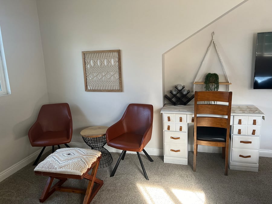 Largest upstairs bedroom with sitting area