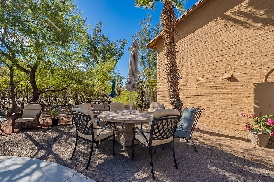 Seating area near pool.