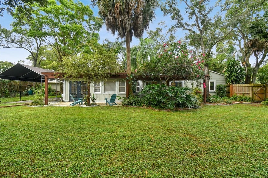 Expansive backyard. Property includes a covered carport and is fully fenced for privacy.