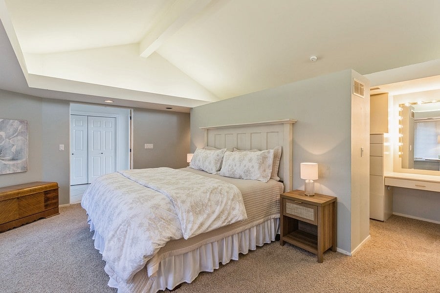 Master bedroom, king bed, huge closets