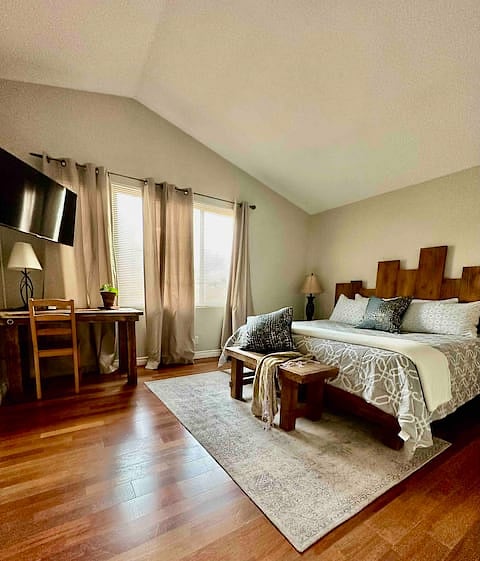 Master bedroom. King size bed. TV
