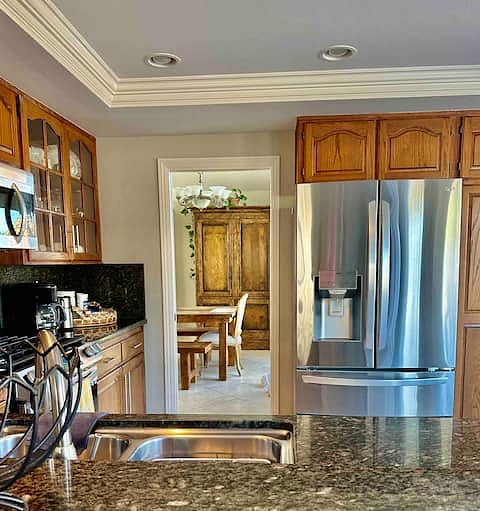 Kitchen connected to the dining room.