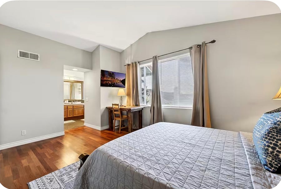 Master bedroom and full bathroom 