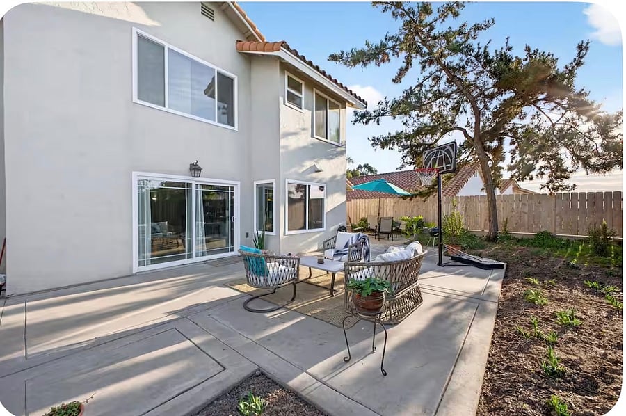 Fully fenced back yard, private and safe for dogs. 