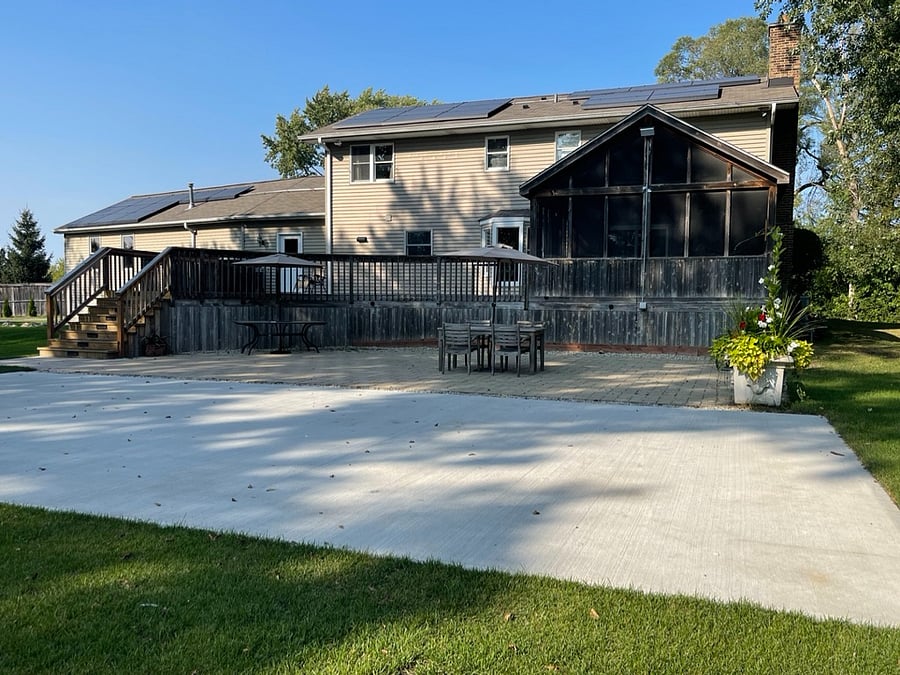 Backyard with open deck.