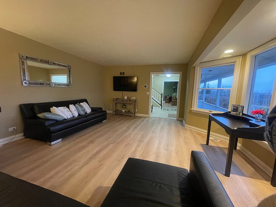 First floor living room with smart TV.