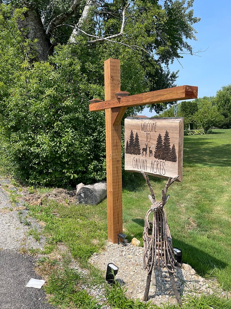 Galvan Acres sign off the main road.