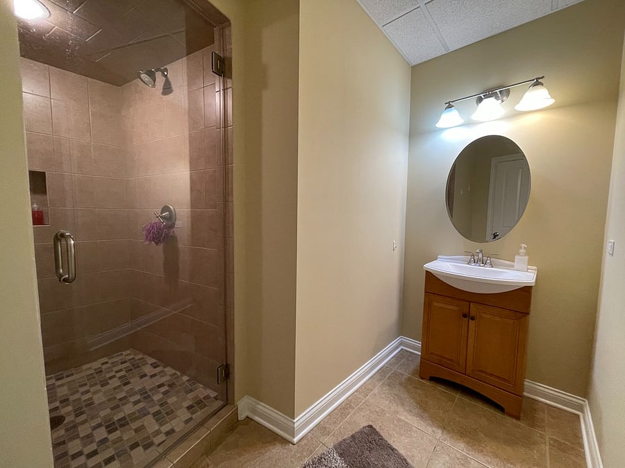 Basement/entertainment room full bathroom.