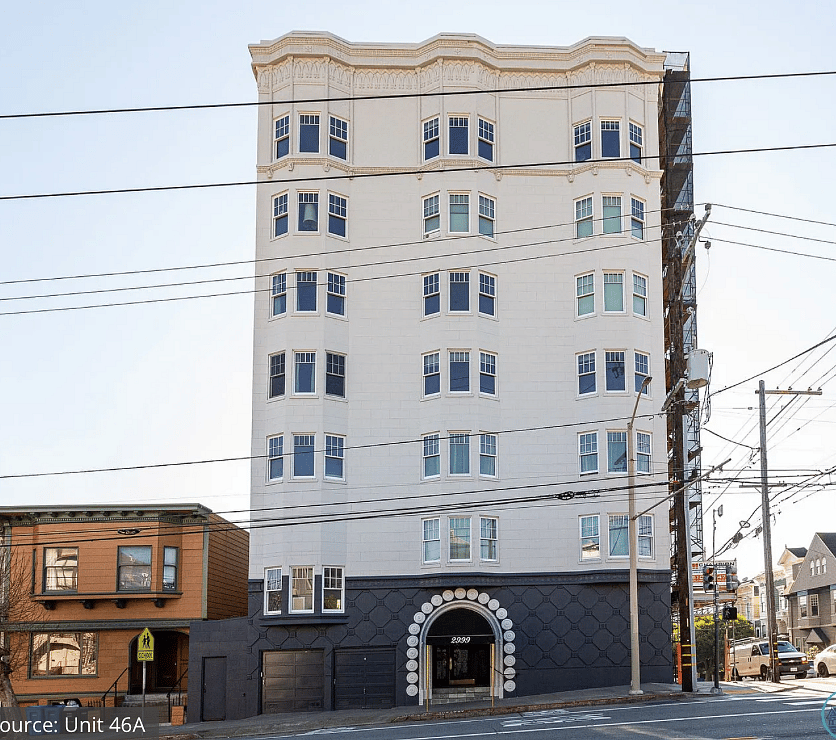 Outside of building, unit is on 2nd floor, New double paned windows installed in 2024