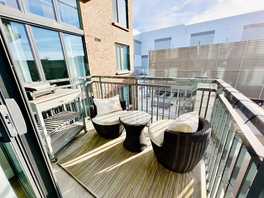 Private outdoor balcony with electric grill