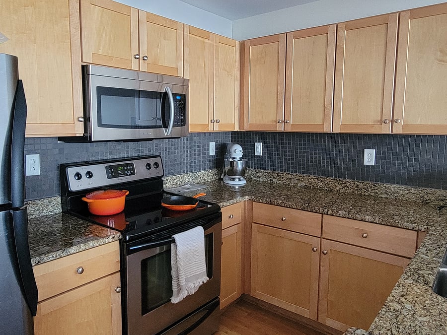 kitchen is fully stocked with pots/pans, silverware, plates, Nespresso machine with starter pods, French press, blender, etc.