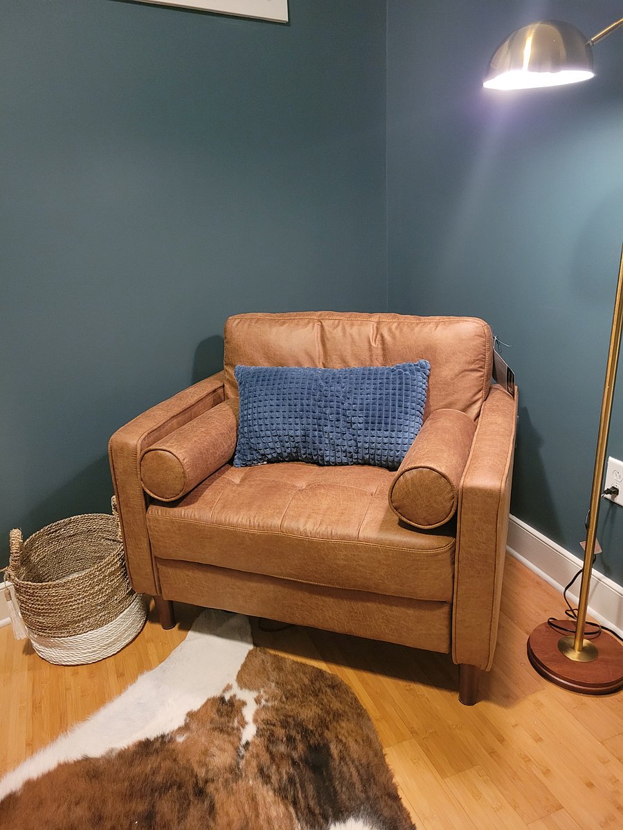 reading nook in office.