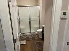 Bathroom with walk in shower and a shower stream to die for. Unlimited hot water.