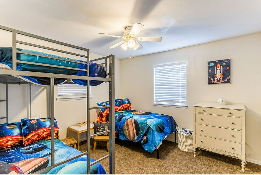 bunk bed and twin, bedroom #3