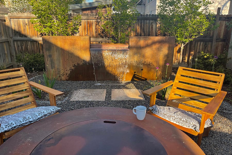 Morning coffee at the fire pit.