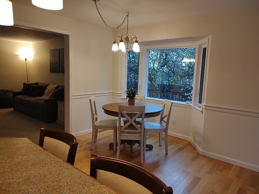 Dining room with bay window