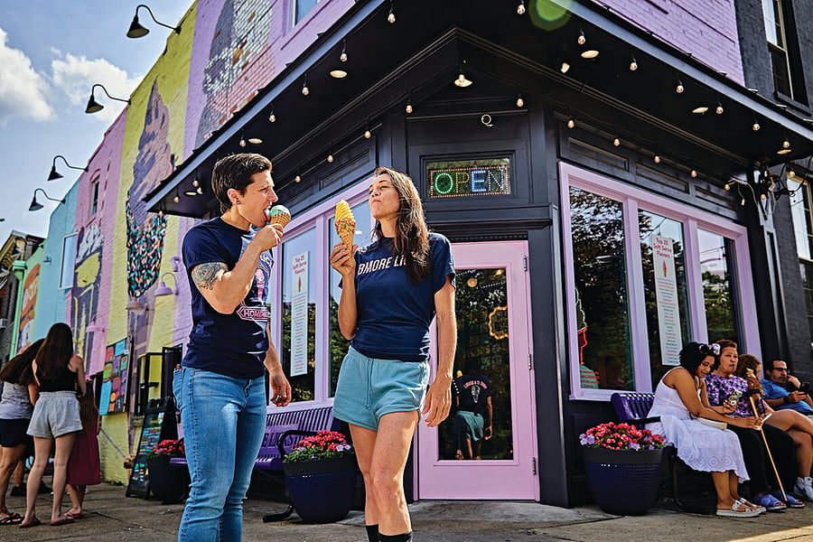 Artisan ice cream store Bmore Licks is a short drive away