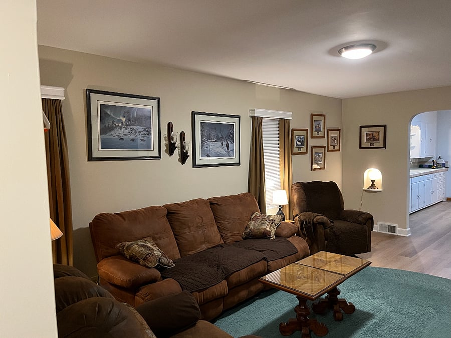 Sofa with reclining ends, plus two more recliners -one a rocker recliner.