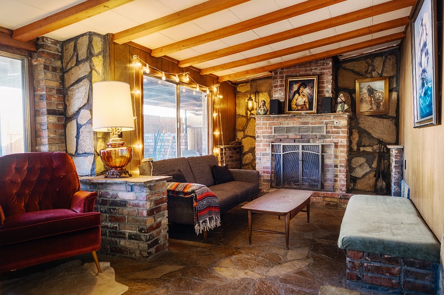 Three-season back room with fireplace