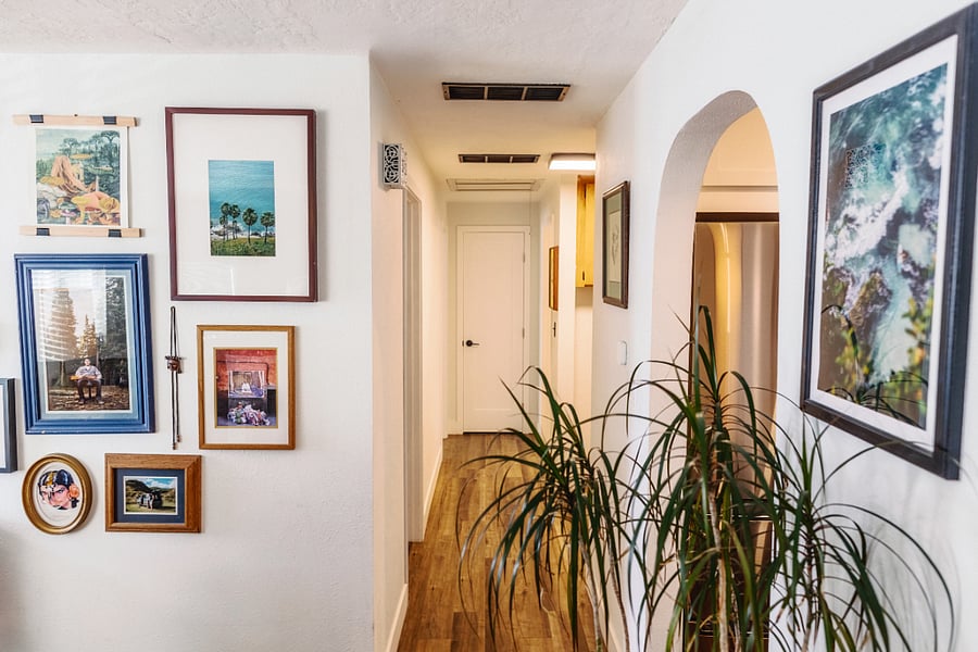 Hallway closet and two built-in cabinets for extra storage.