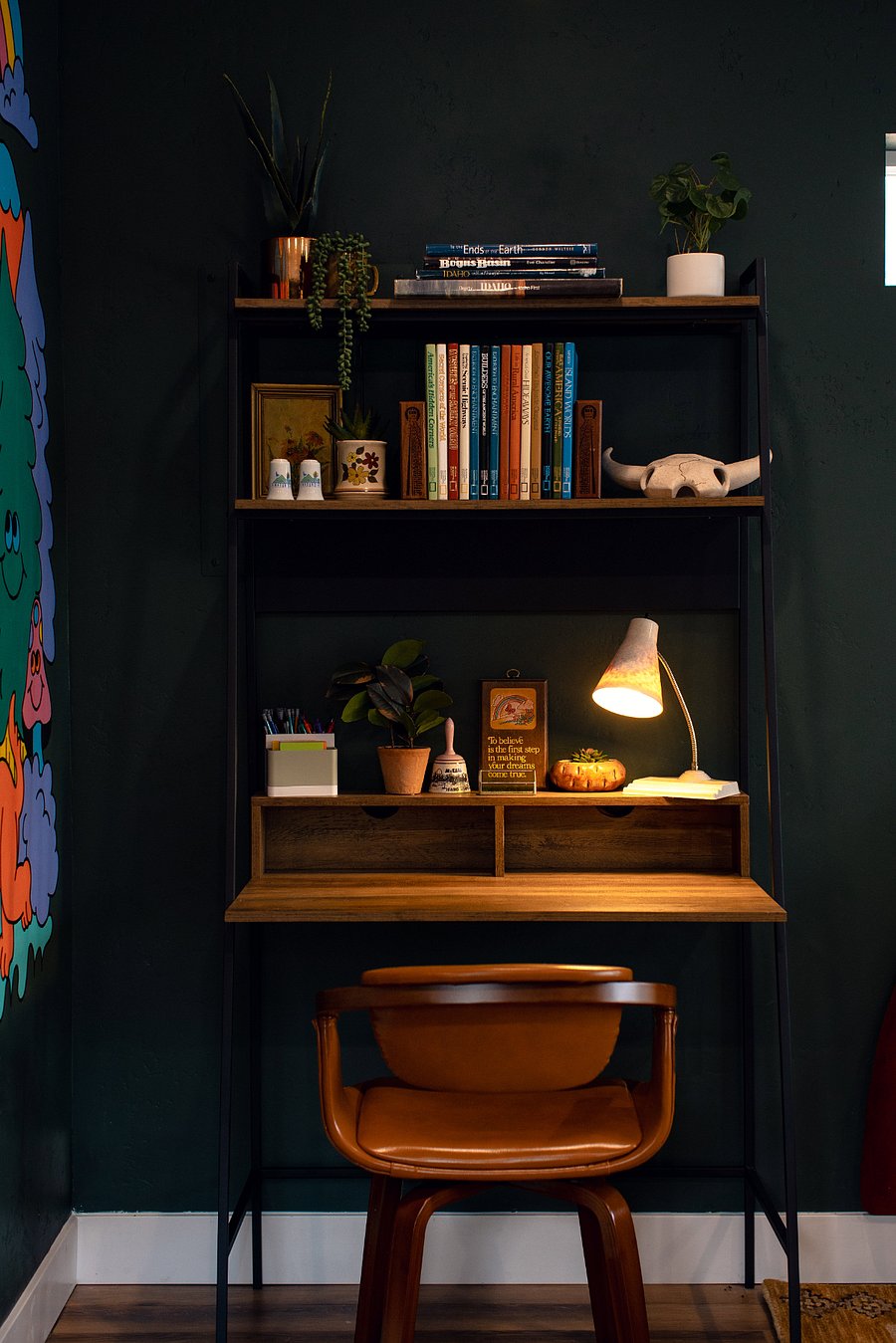 The desk and work station in the backyard unit.