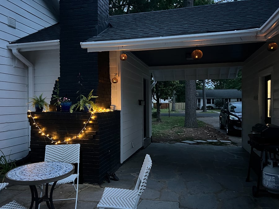 Outdoor fireplace and patio to enjoy on nice evenings.