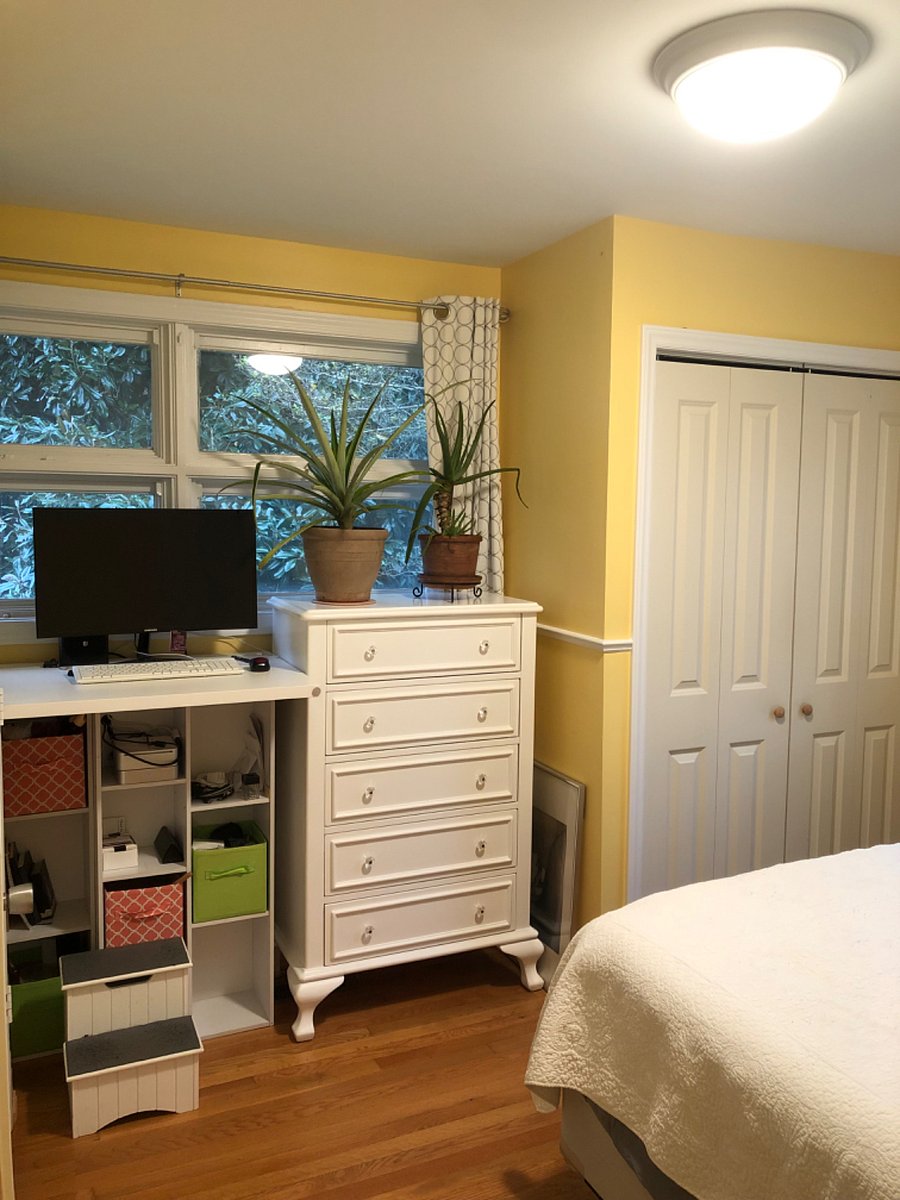 Second bedroom has dedicated work space and plenty of light