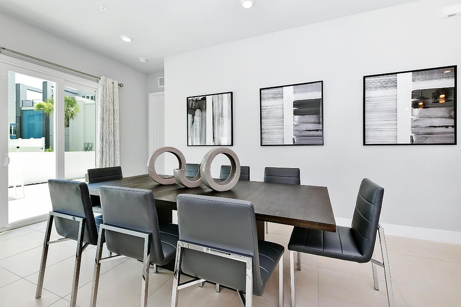 Dining area fits 8 individuals