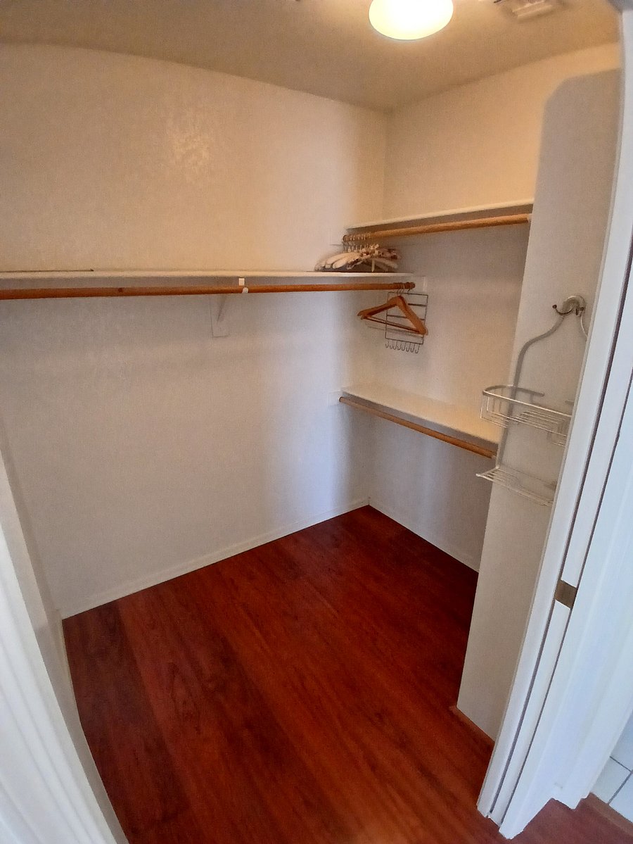 Walk-in closet with linen storage
