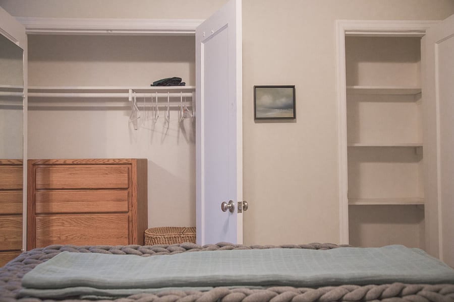 Closet space in primary bedroom