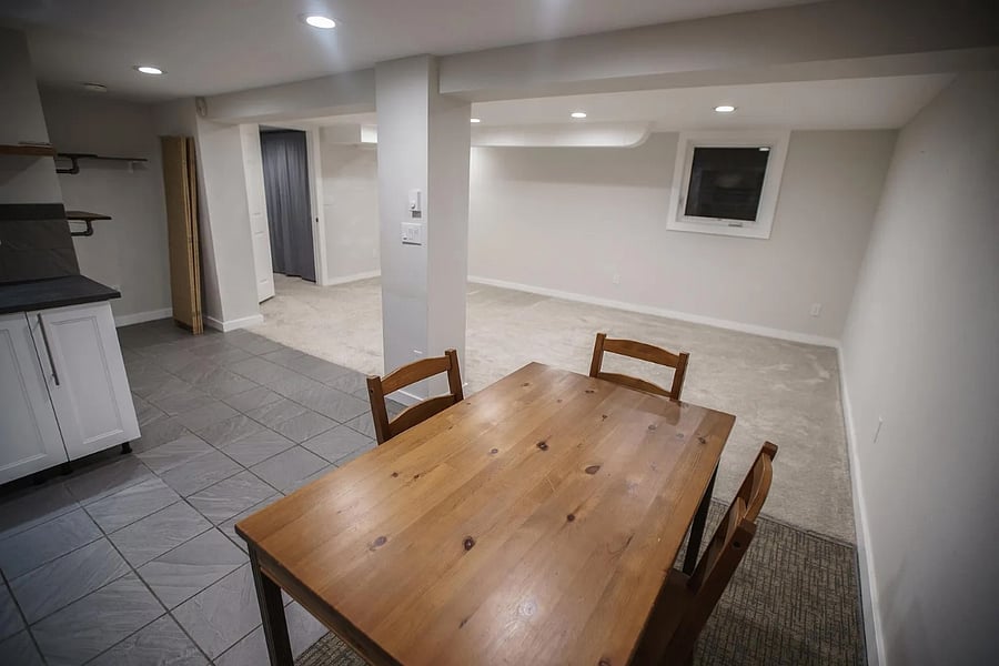 This is an older photo showing the living area unfurnished. 