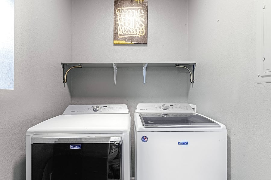 Convenient in-unit laundry room with washer and dryer. Perfect for freshening up after a day of exploring.
