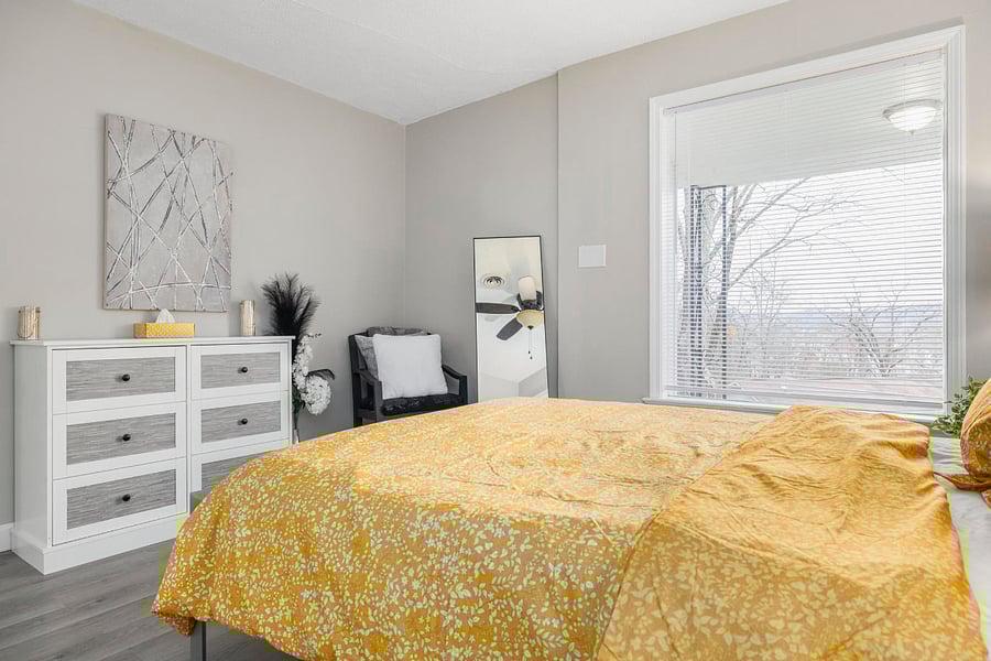 Each bedroom features plenty of clothing storage.