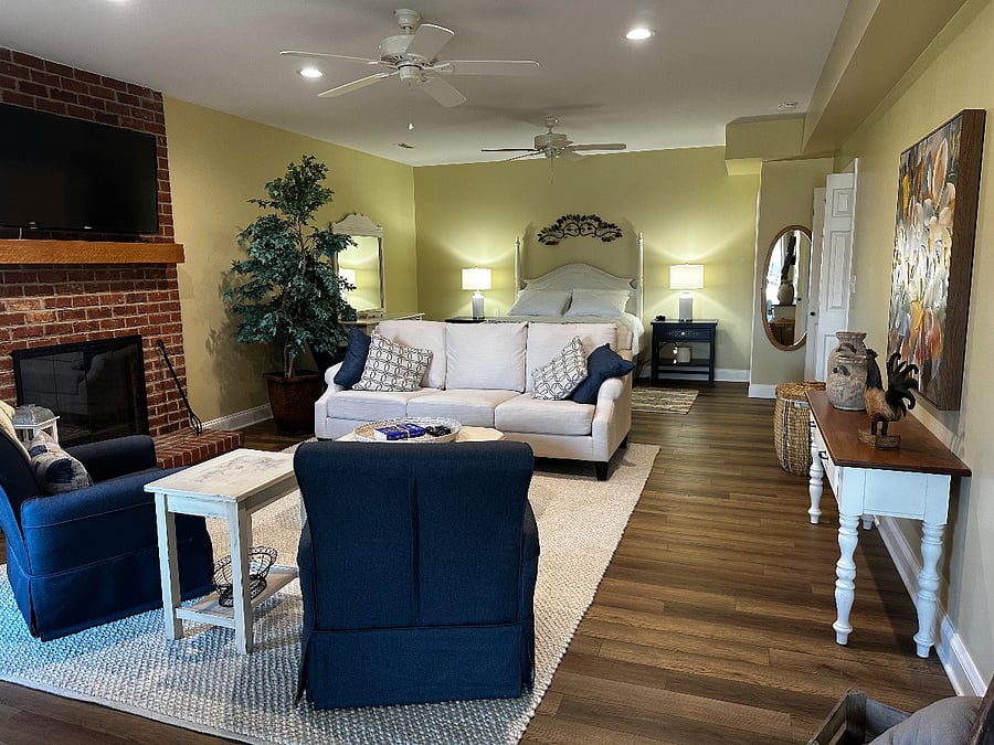 Master bedroom and living area.