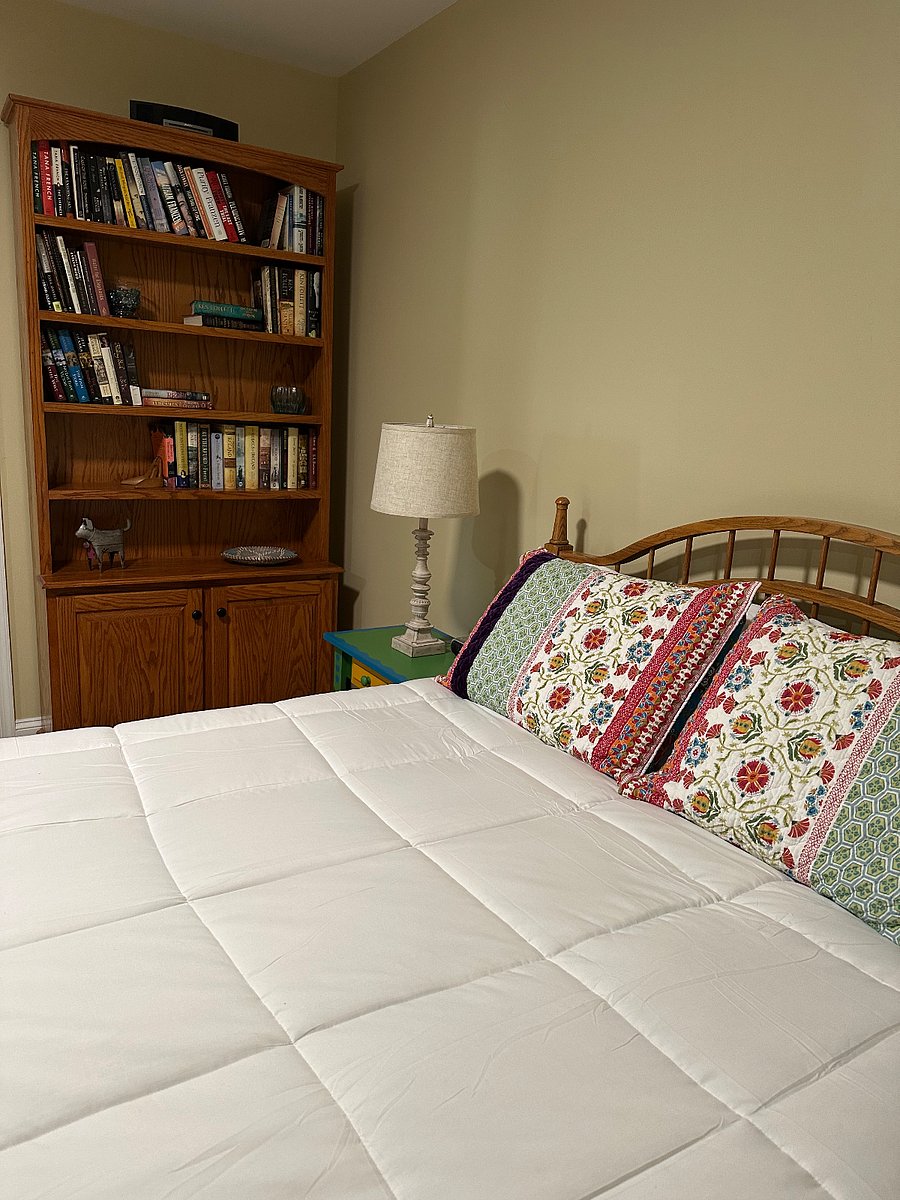 Second bedroom with bookcase and lots of reading material.