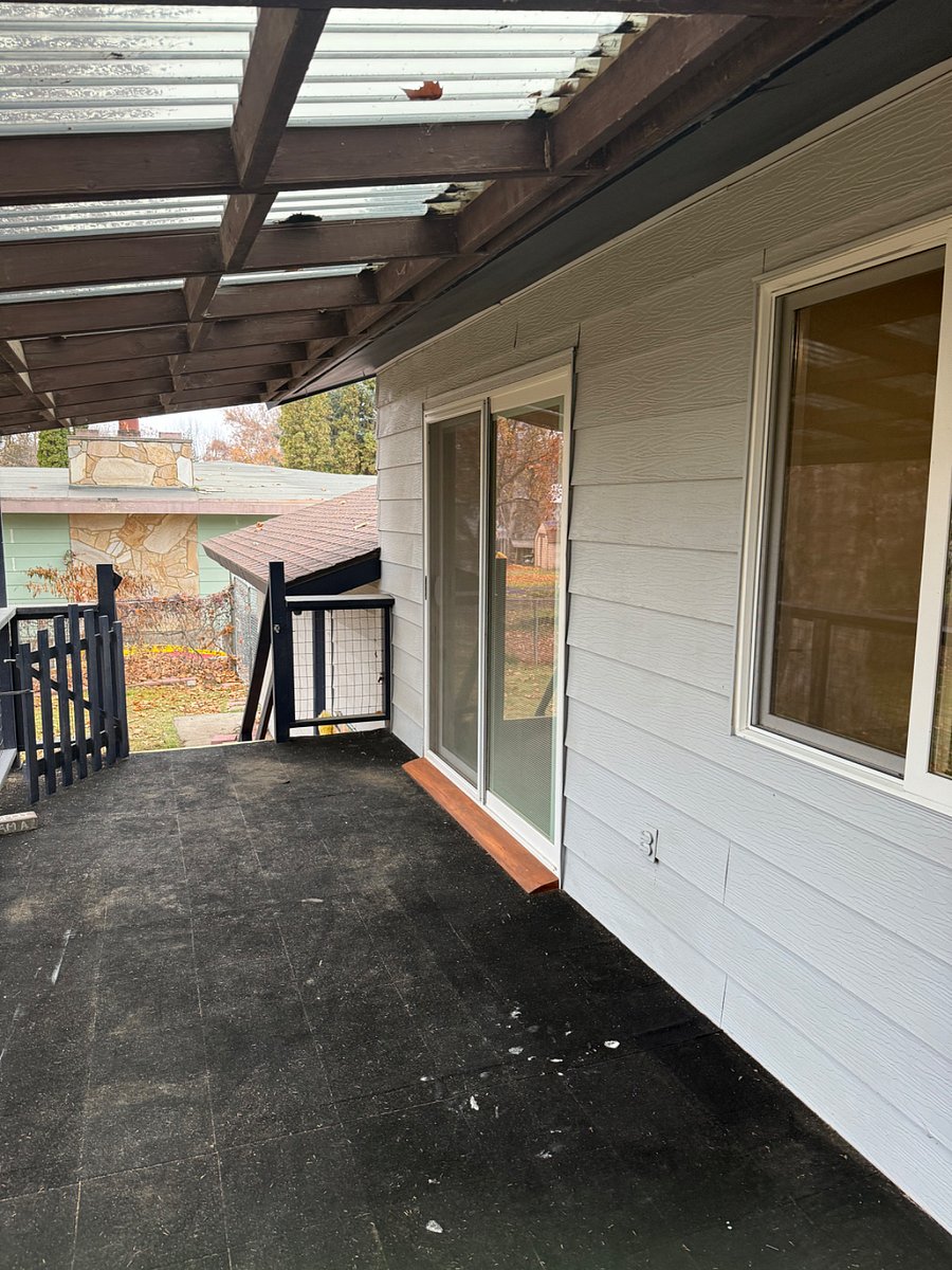 Covered patio to look over the shaded backyard