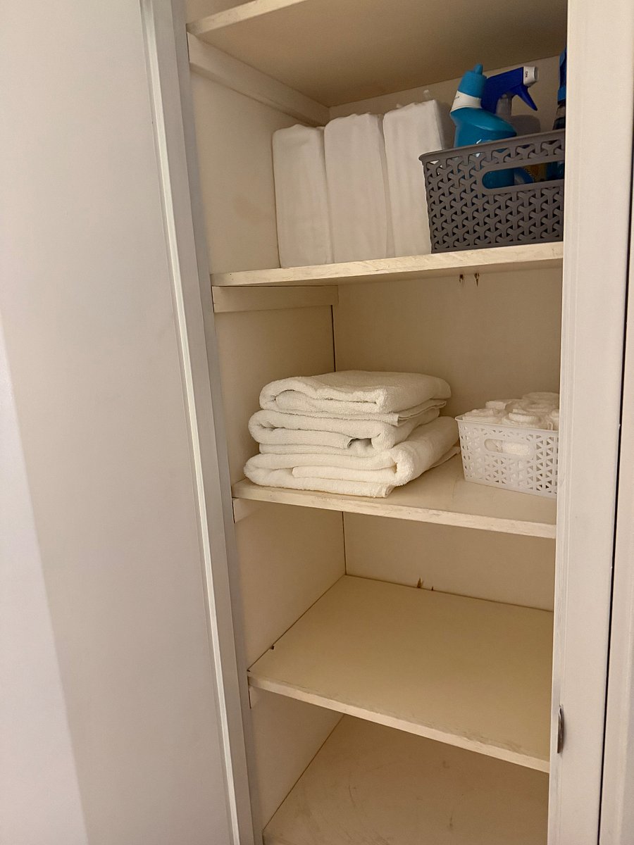 Linen closet has plenty of space