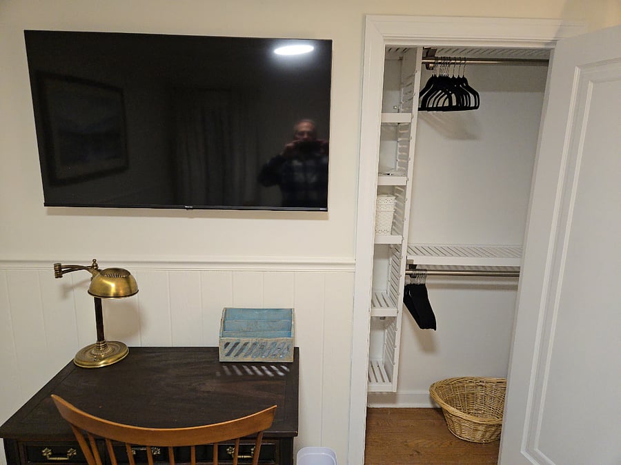 Brand new high end closet system makes it easy to keep your room neat.