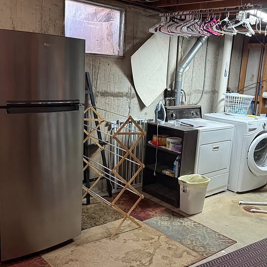Laundry and full size refrigerator