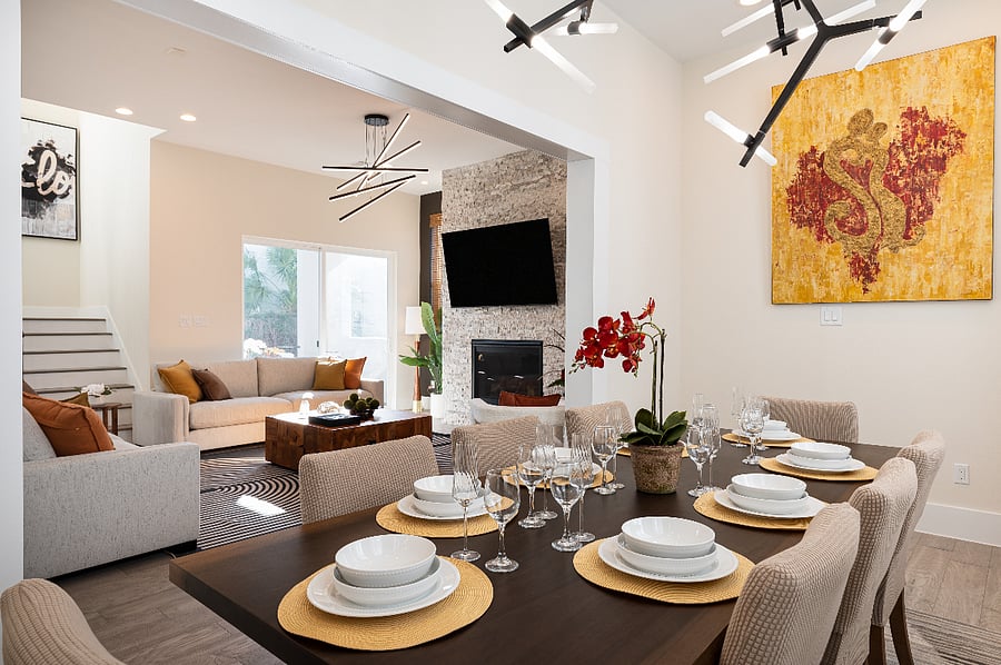 Relax and unwind in our spacious living room and dining room, complete with a cozy fireplace.