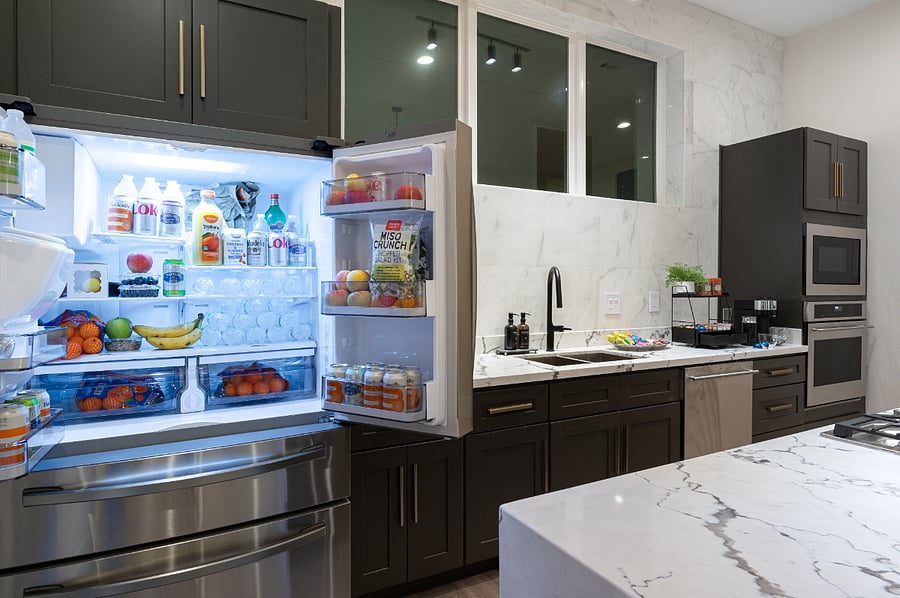 Large refrigerator with plenty of space for entertaining larger groups of friends or families