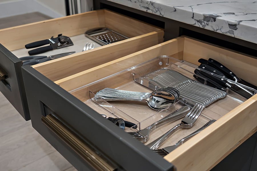 Enjoy cooking and entertaining in this modern kitchen with high-quality appliances and cookware.