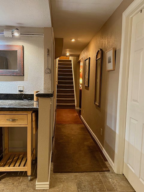stairs leading up from apartment to separate private entry 